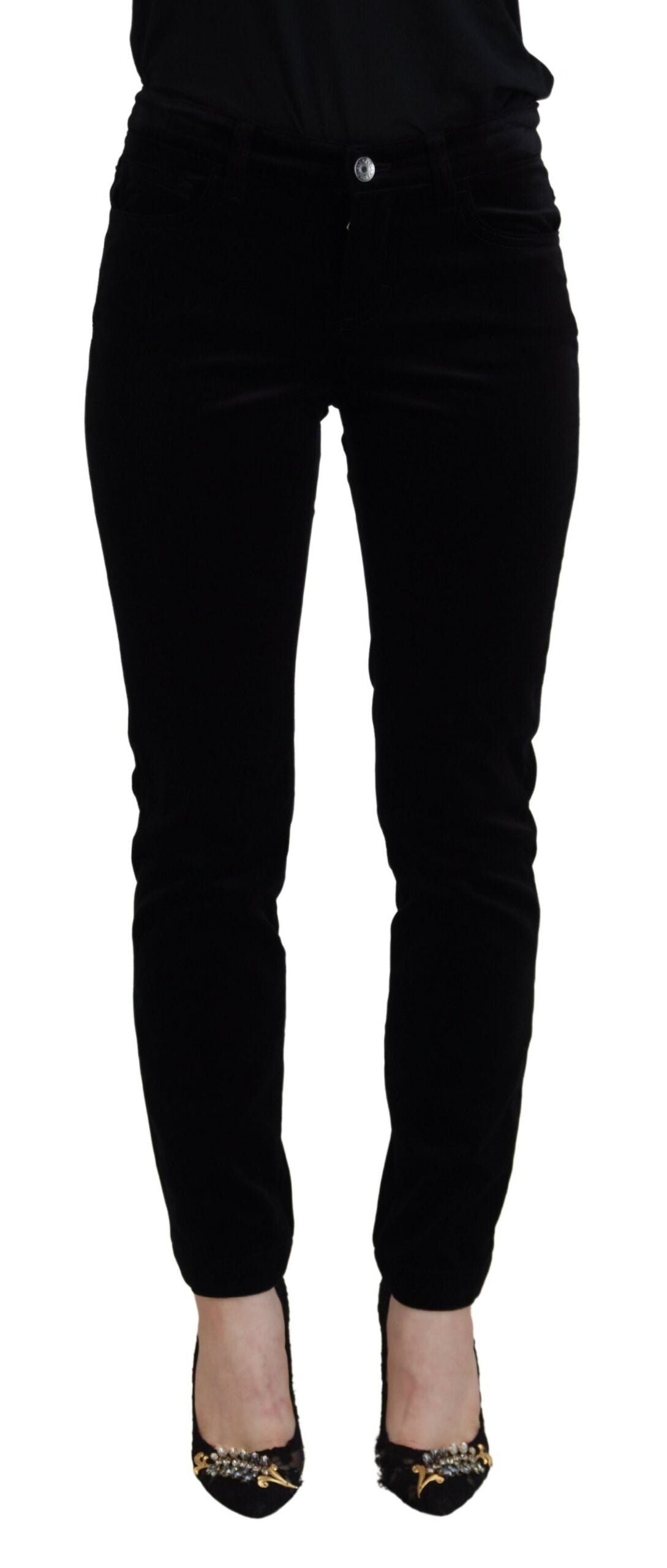 Chique zwarte skinny jeans met middelhoge taille