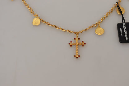 Gold Tone Cross Charm Necklace