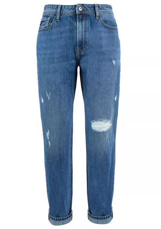 Timeless Blue Distressed Cotton Denim