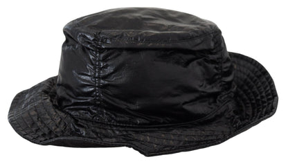 Strakke zwarte bucket cap met logodetail