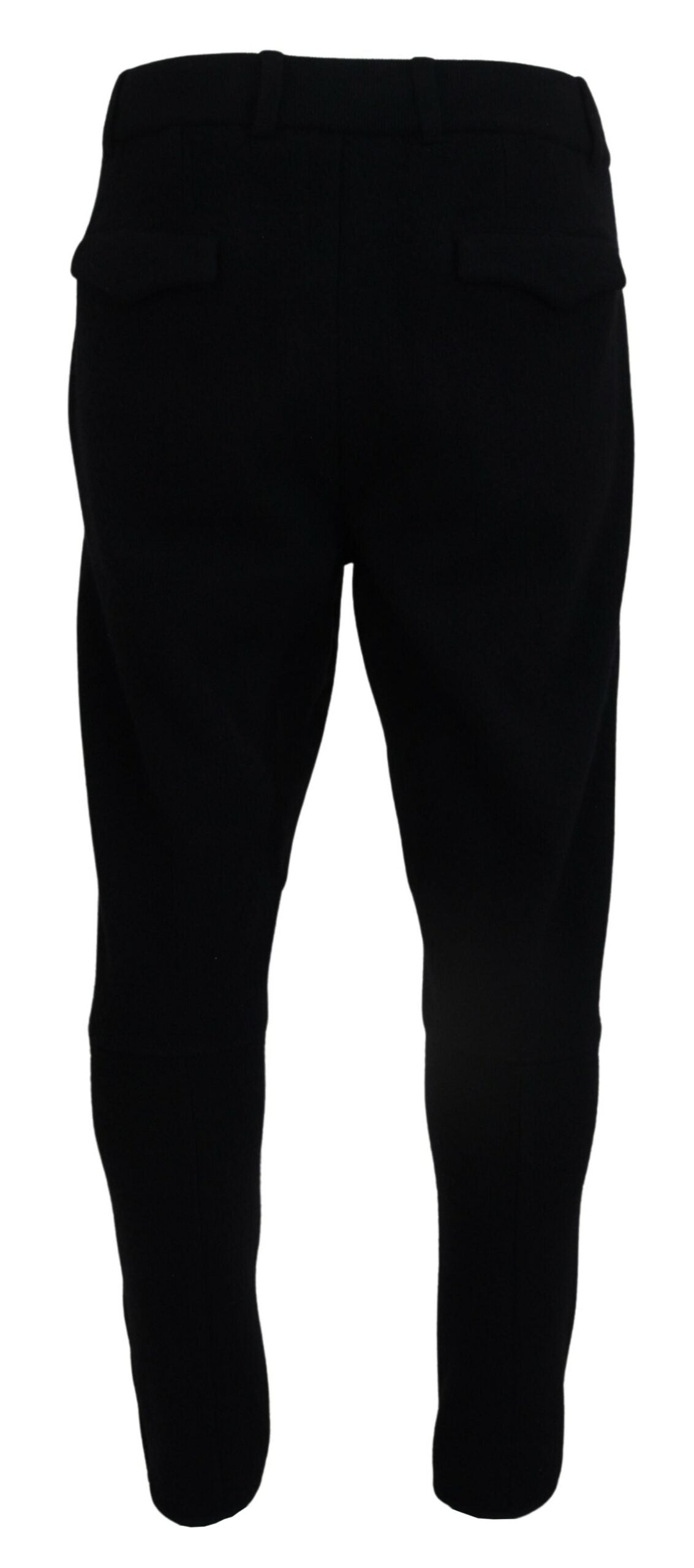 Elegantes pantalones cónicos de lana negros