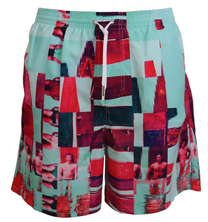 Boxer tipo shorts de baño estampado multicolor