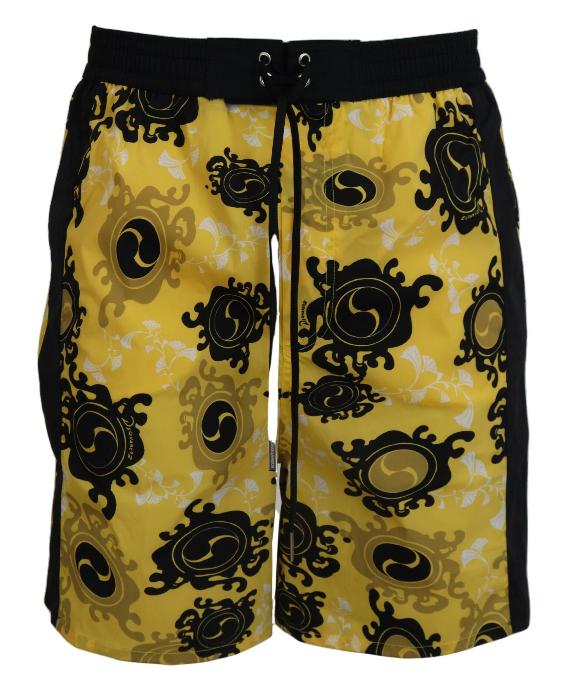 Zwemshort boxer met gele blokprint