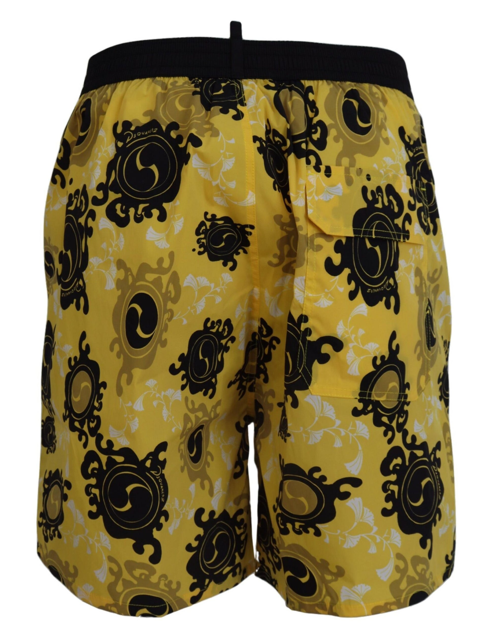 Zwemshort boxer met gele blokprint