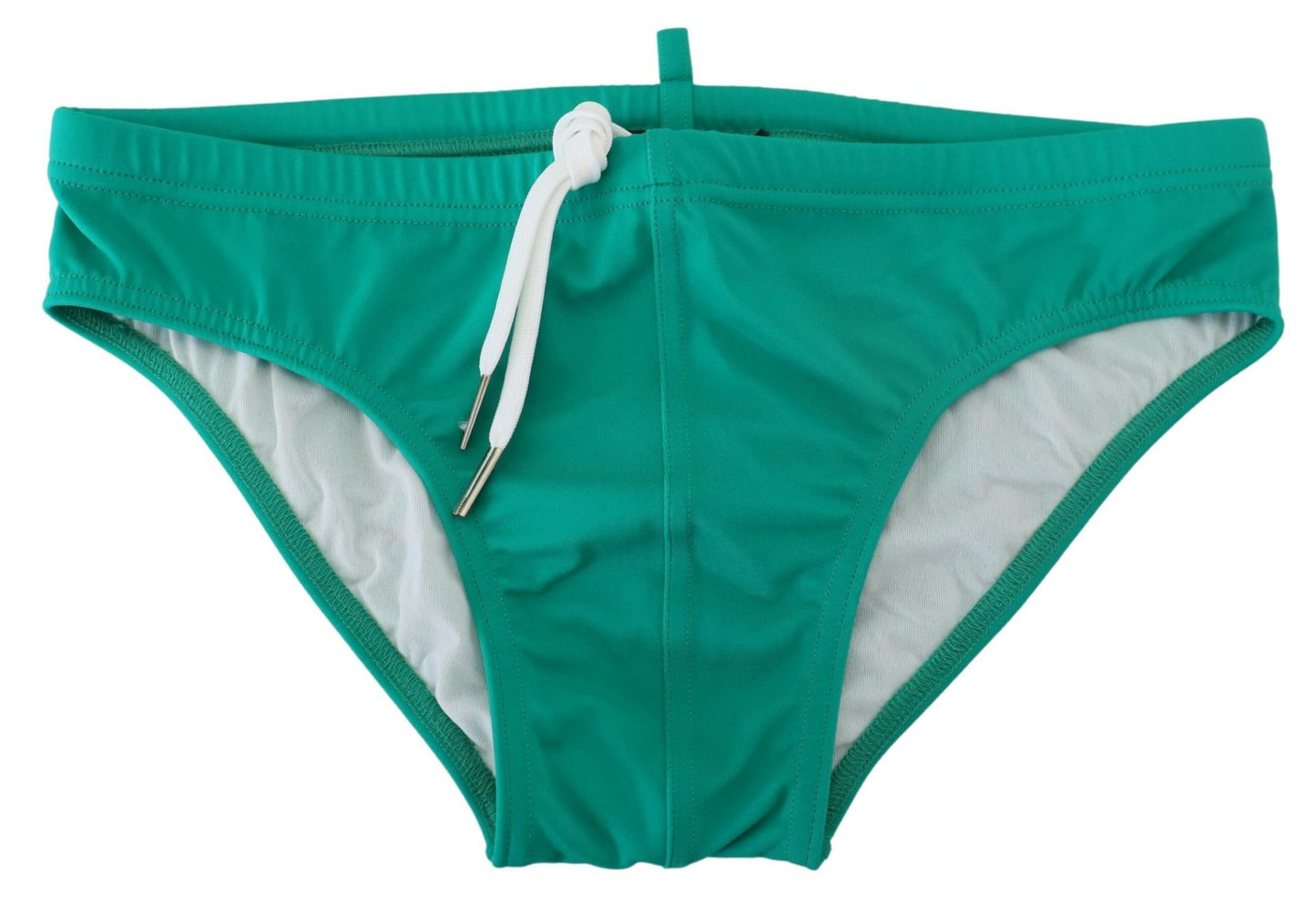 Bañador tipo slip verde chic con logo blanco