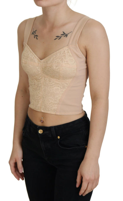 Beige bijgesneden bustier korset brasserie-top