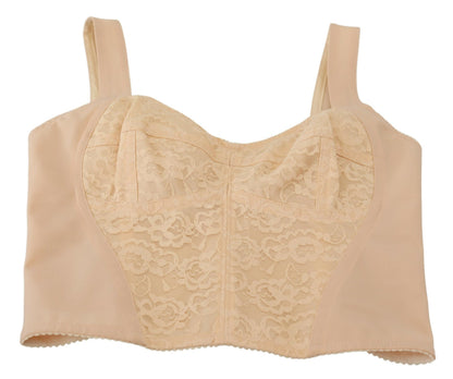 Beige bijgesneden bustier korset brasserie-top