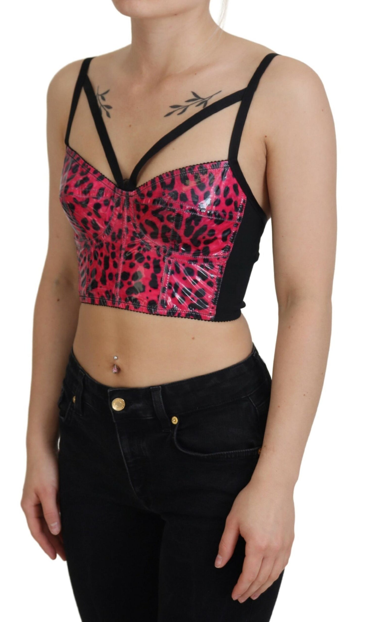 Top tipo corsé con estampado de leopardo