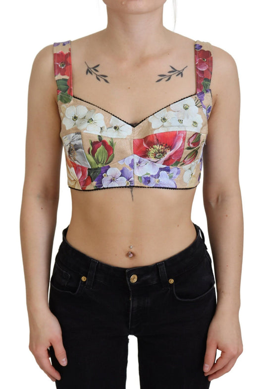 Bustier crop top met bloemenprint