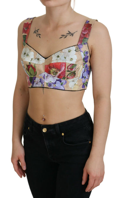 Bustier crop top met bloemenprint