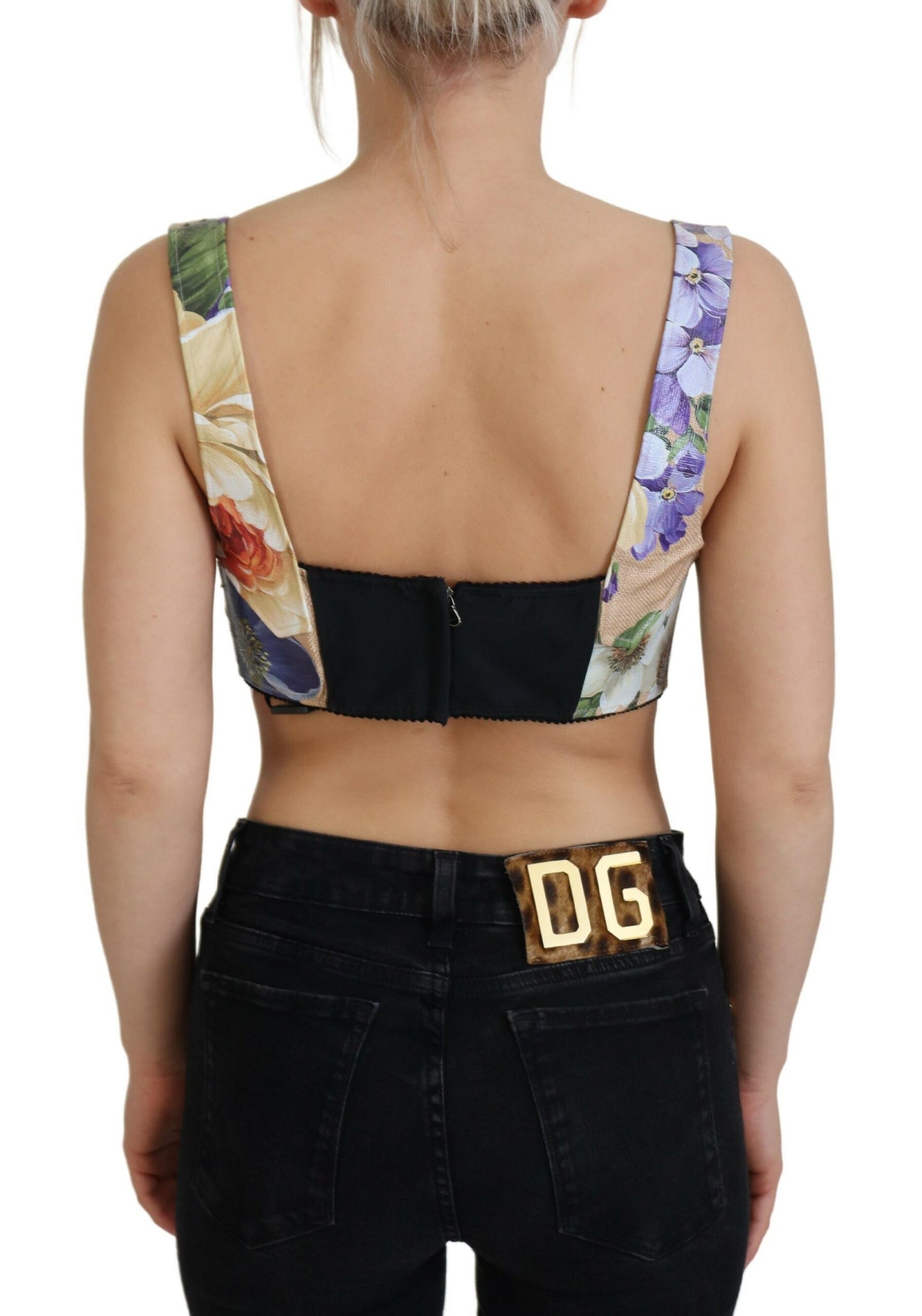 Bustier crop top met bloemenprint