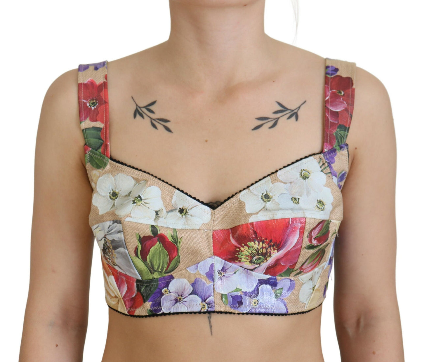 Bustier crop top met bloemenprint