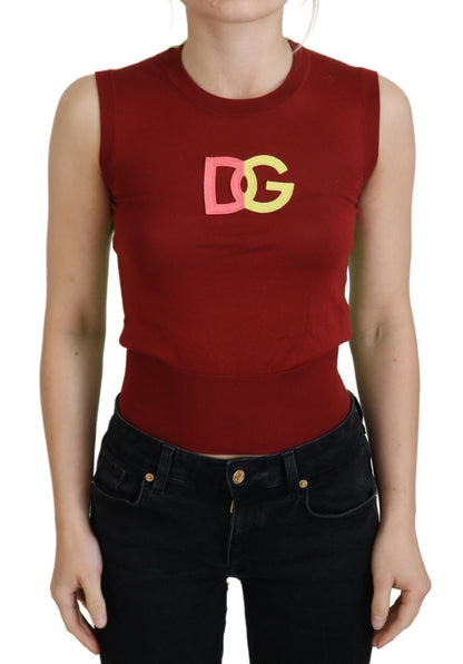 Elegante zijden casual top rood groen