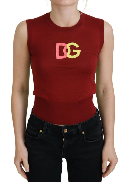 Elegant Silk Casual Top Red Green