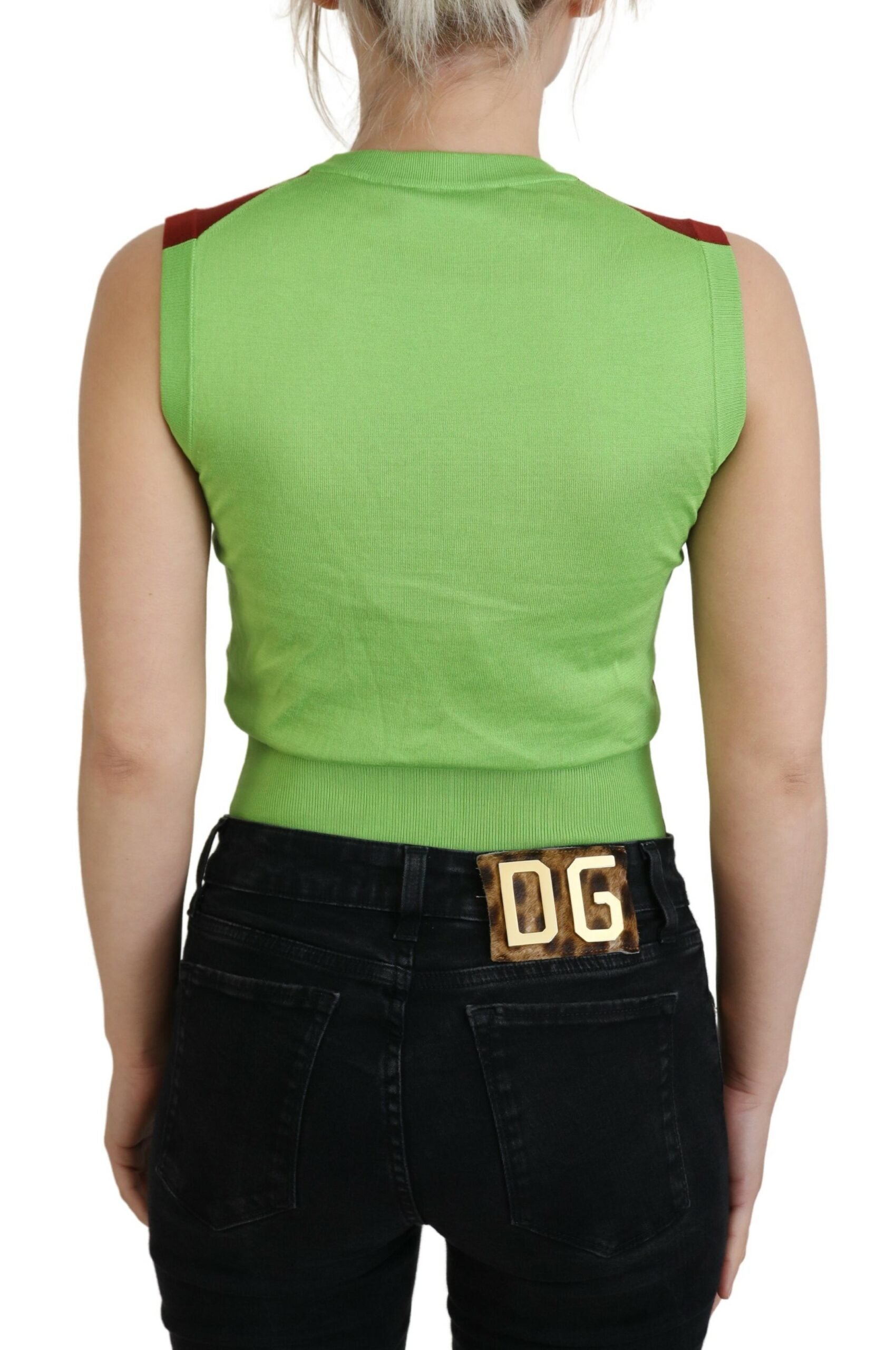 Elegante zijden casual top rood groen