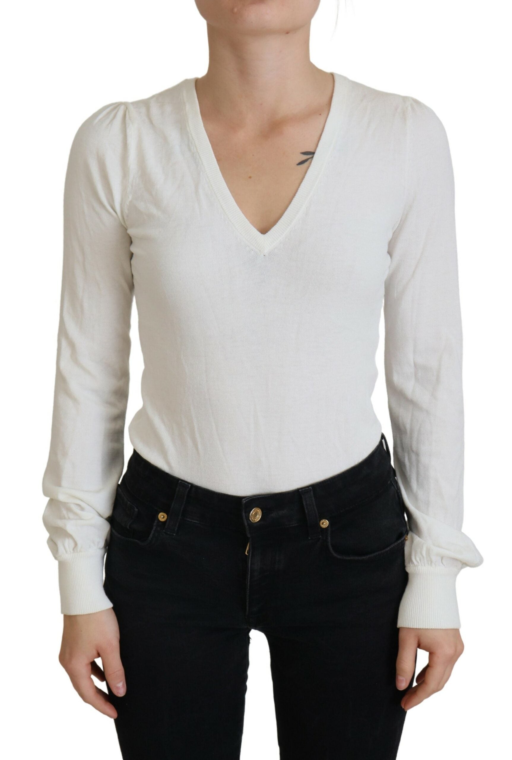 Chique ivoorkleurige casual blouse