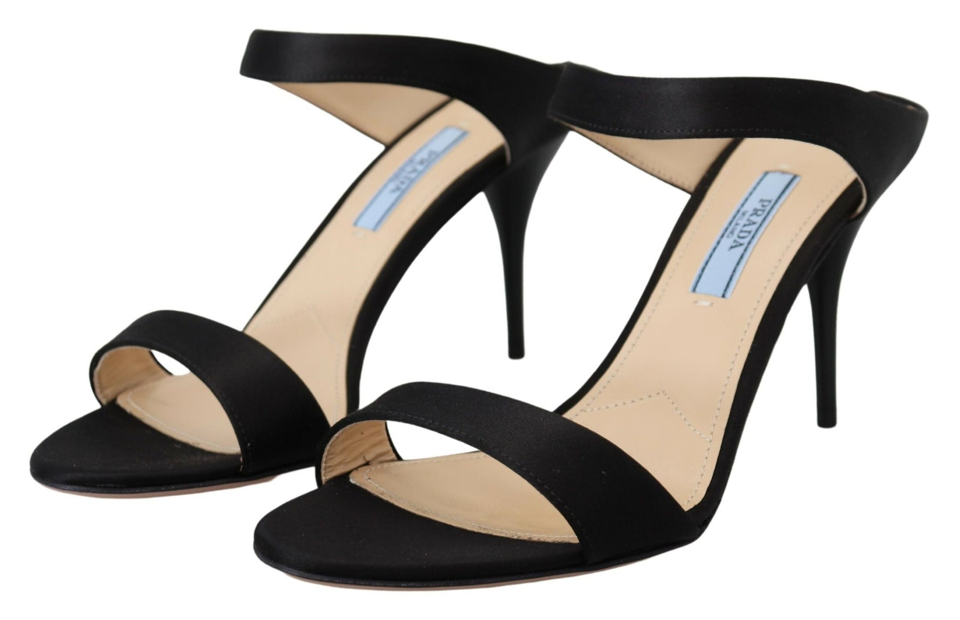 Zwart leren sandalen Stiletto hakken Open teen schoenen