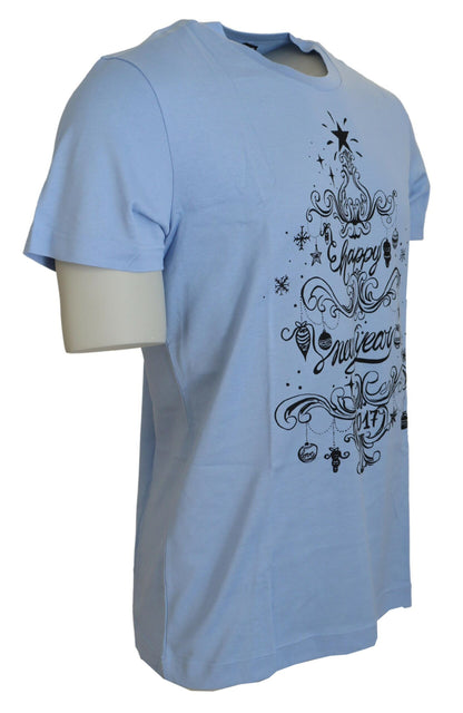 Camiseta elegante de algodón azul claro