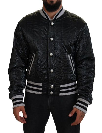 Sleek Black Bomber Jacket