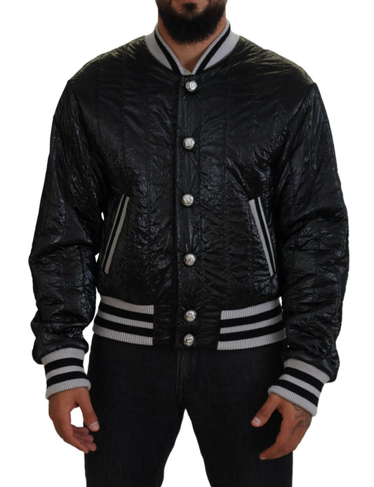 Sleek Black Bomber Jacket