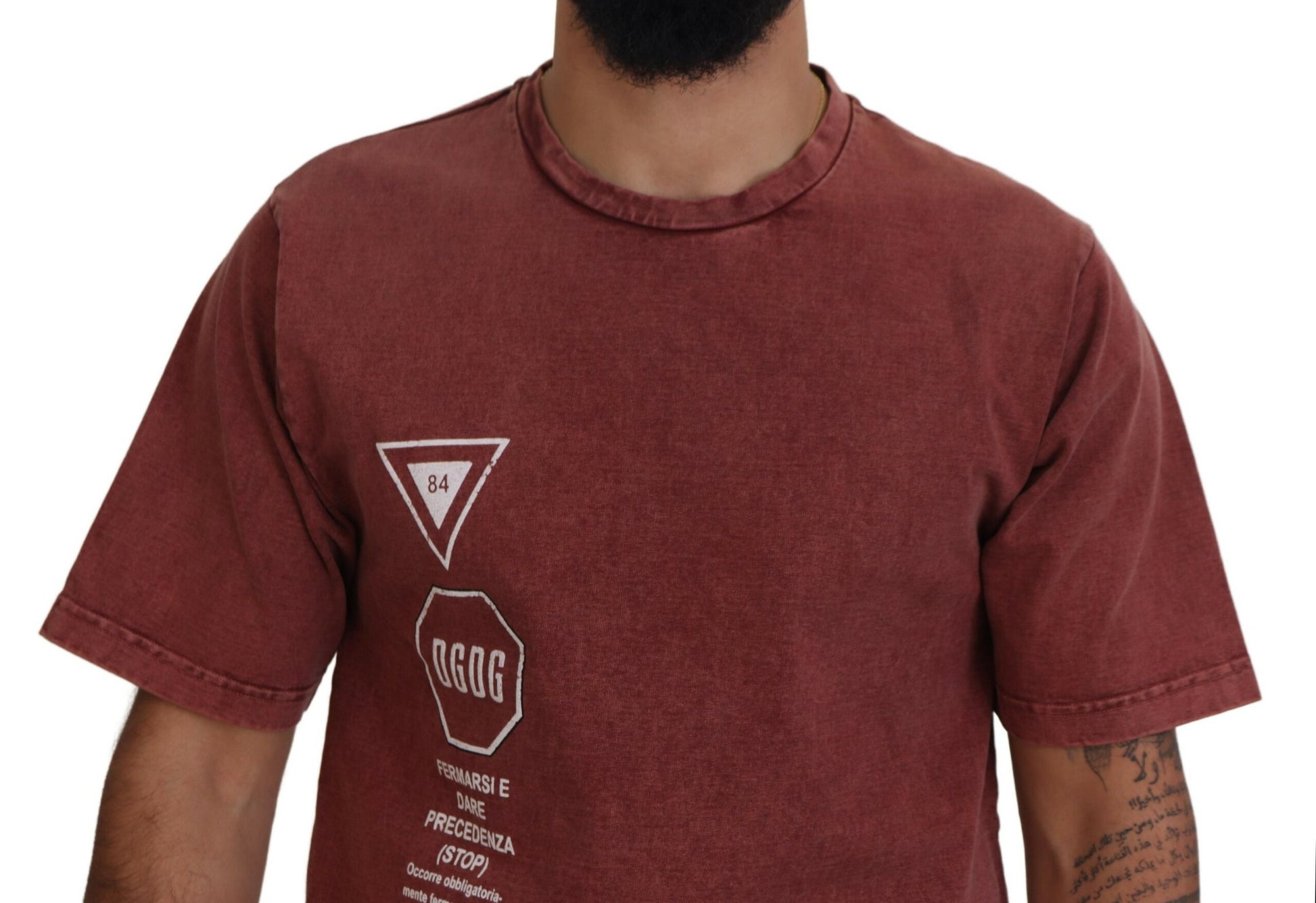 Elegant Maroon Printed Cotton Tee