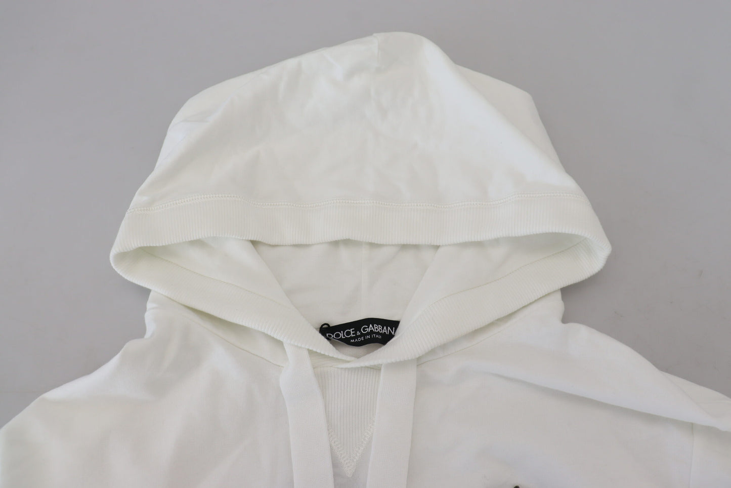 Elegant White Logo Hooded Sweatshirt