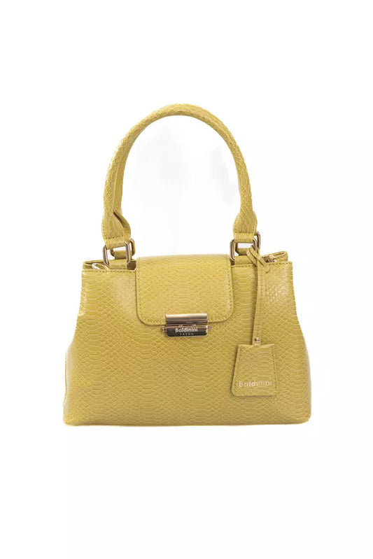 Elegante bolso de hombro amarillo con doble compartimento