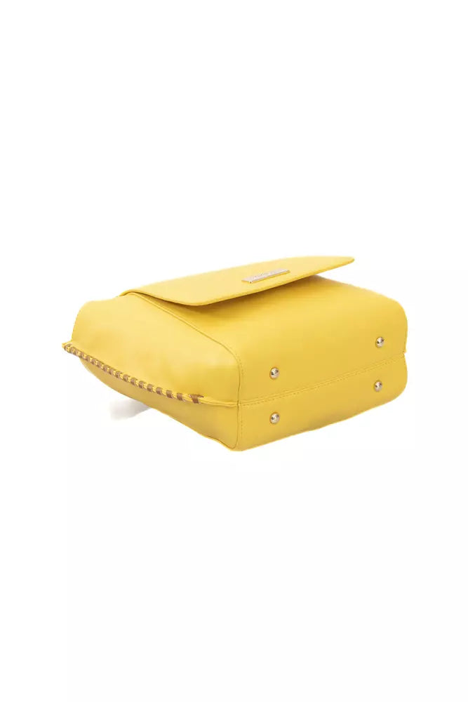 Yellow Polyurethane Women Crossbody Bag