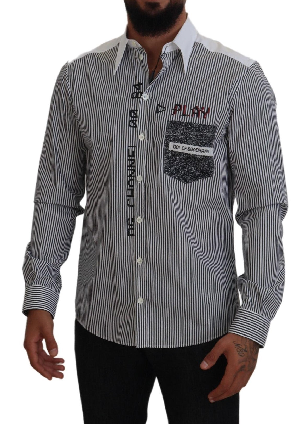 Classic Black and White Striped Button-Down Shirt