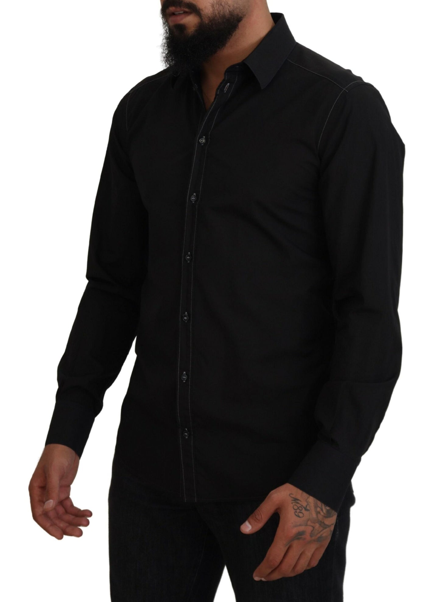 Camisa Elegante De Algodón Formal Negra