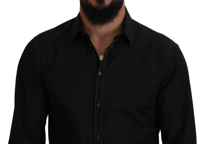 Camisa Elegante De Algodón Formal Negra