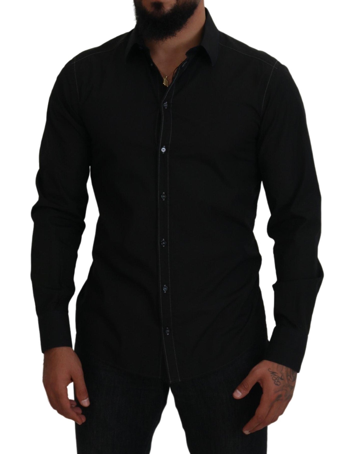 Camisa Elegante De Algodón Formal Negra