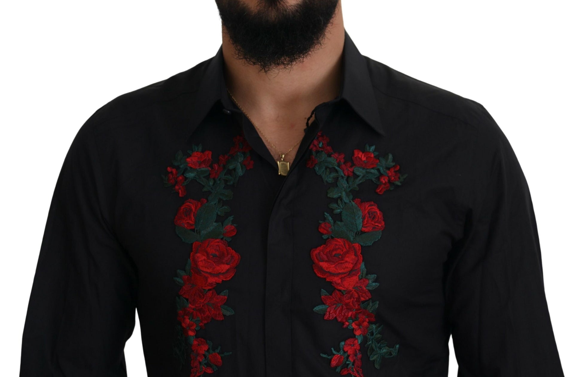 Camisa elegante de algodón con bordado floral