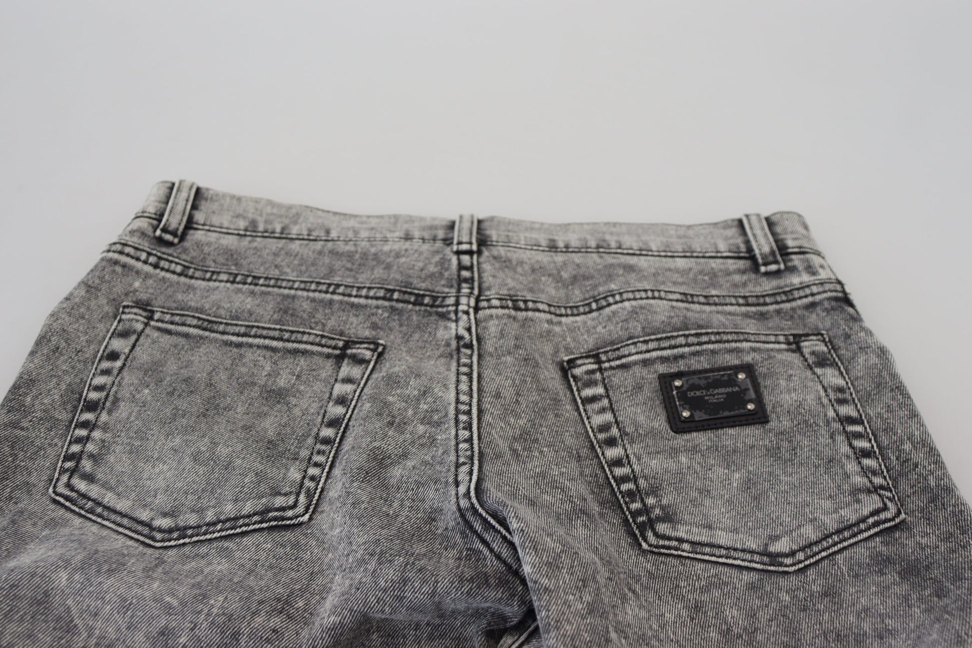 Grijs gewassen katoenen slim-fit denim jeans voor heren