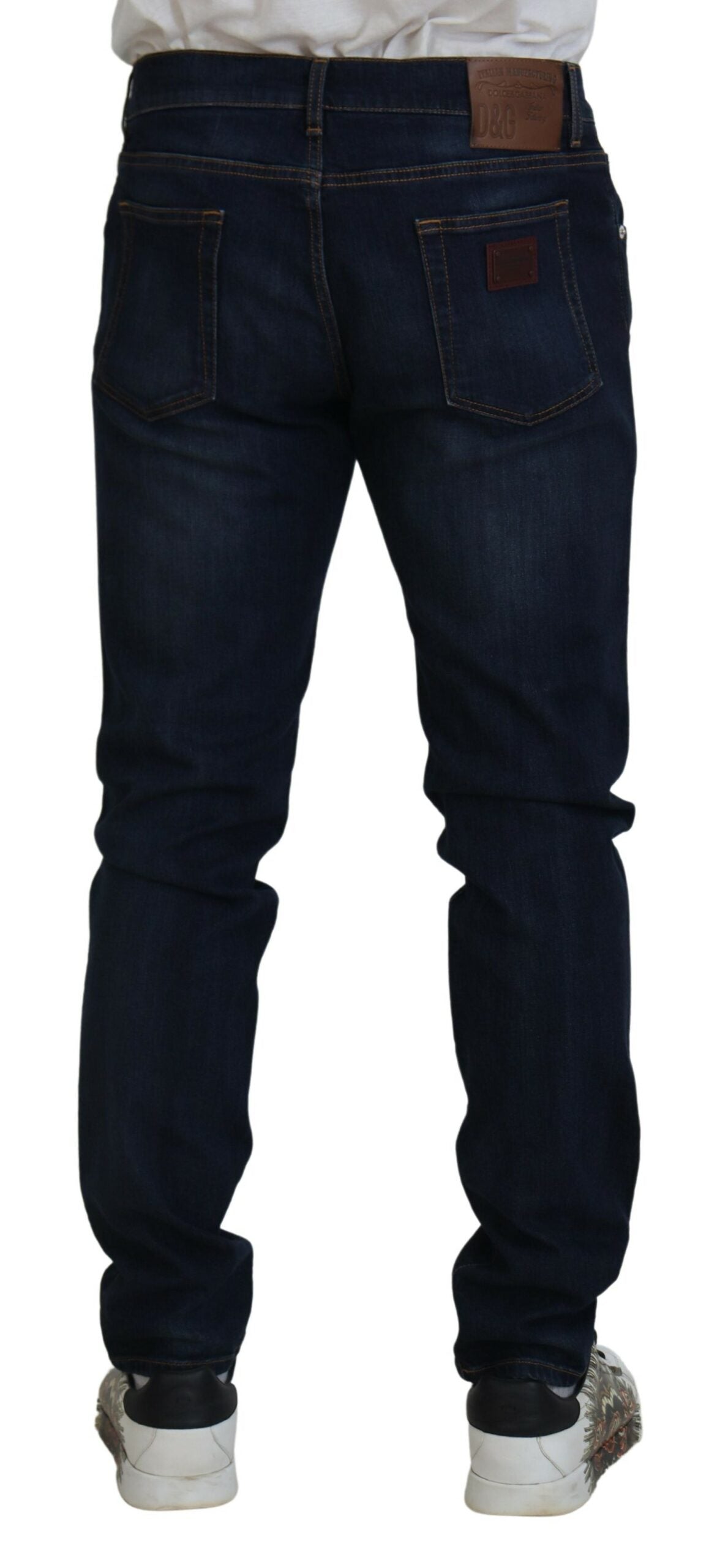 Donkerblauwe skinny denim jeans met stretch van katoen