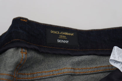 Donkerblauwe skinny denim jeans met stretch van katoen