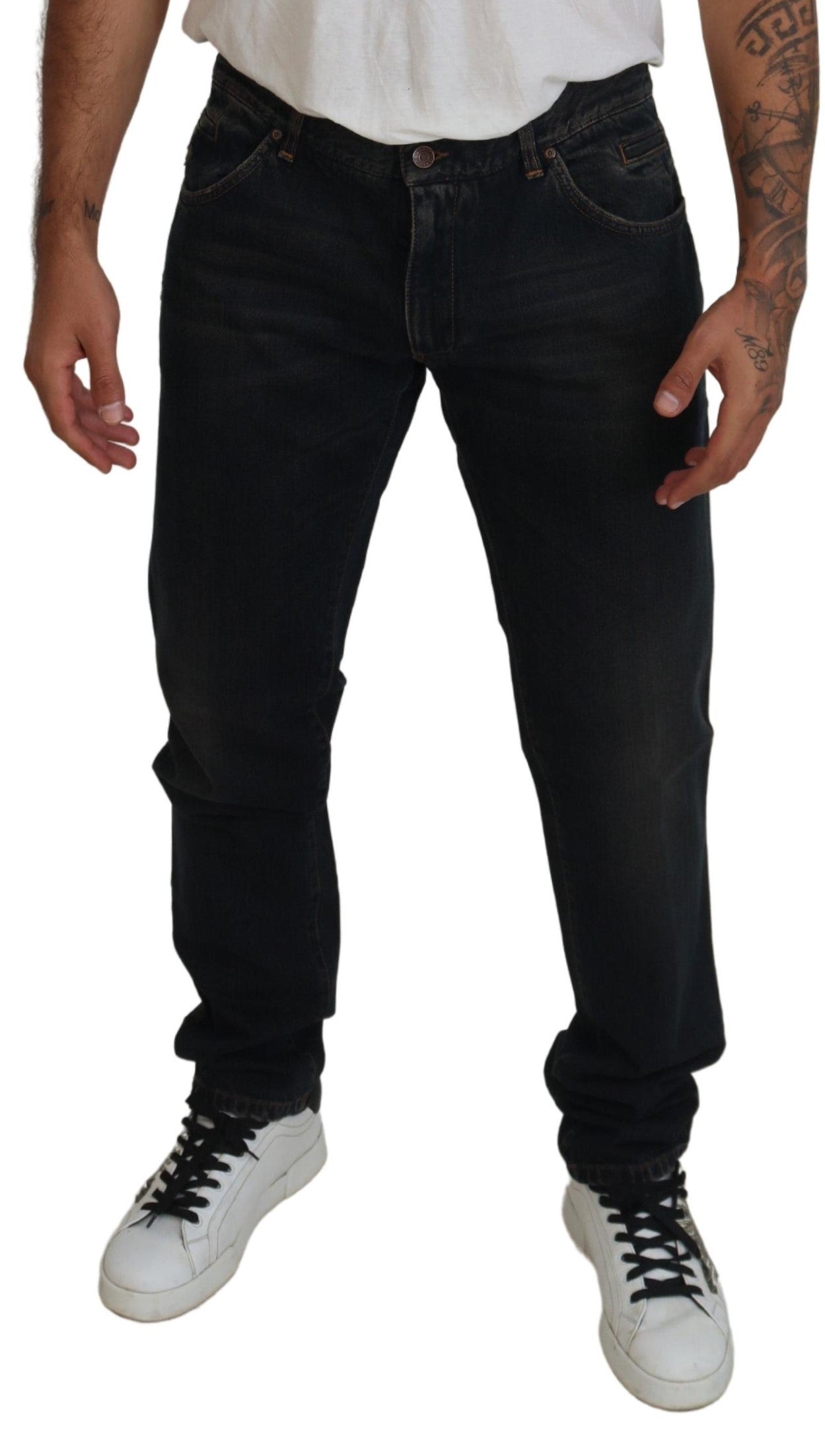 Blauwe katoenen skinny denimjeans