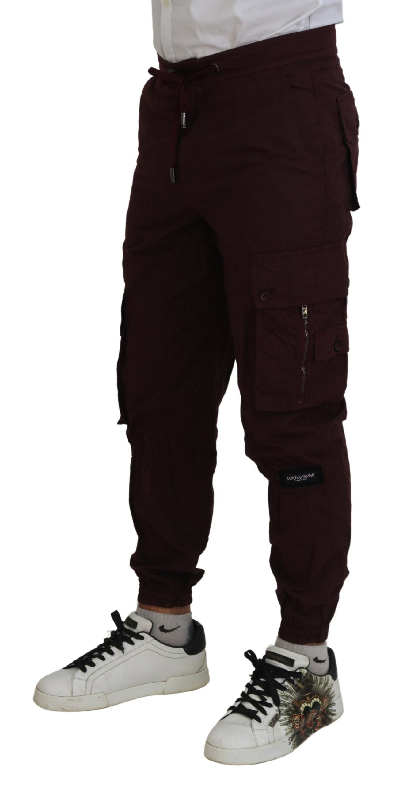 Bordeaux katoenen cargo jogger joggingbroek broek