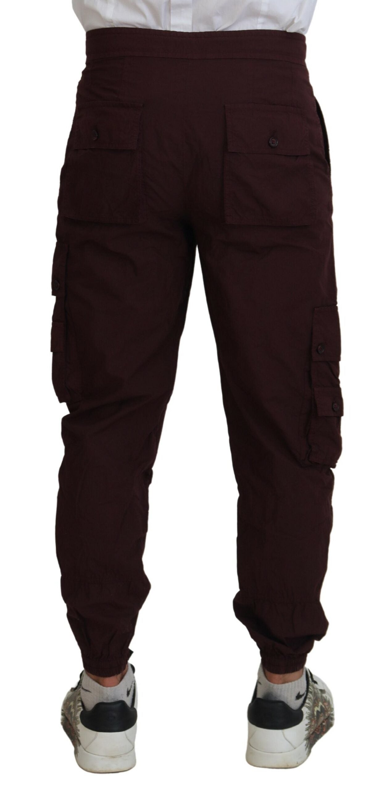 Elegant Burgundy Cotton Jogger Pants