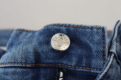 Blauw gewassen skinny katoenen denimjeans