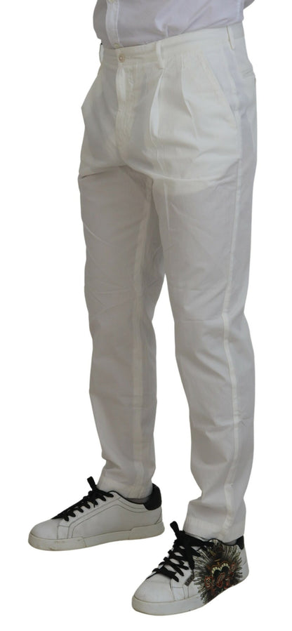 Elegantes pantalones chinos de algodón blancos