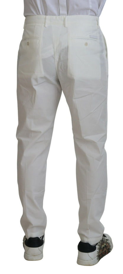 Elegantes pantalones chinos de algodón blancos