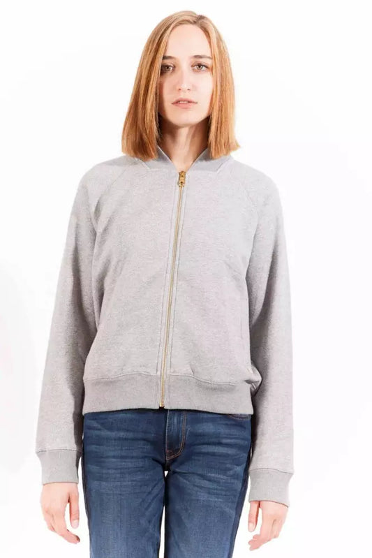 Chic Gray Long Sleeve Zippered Sweatshirt