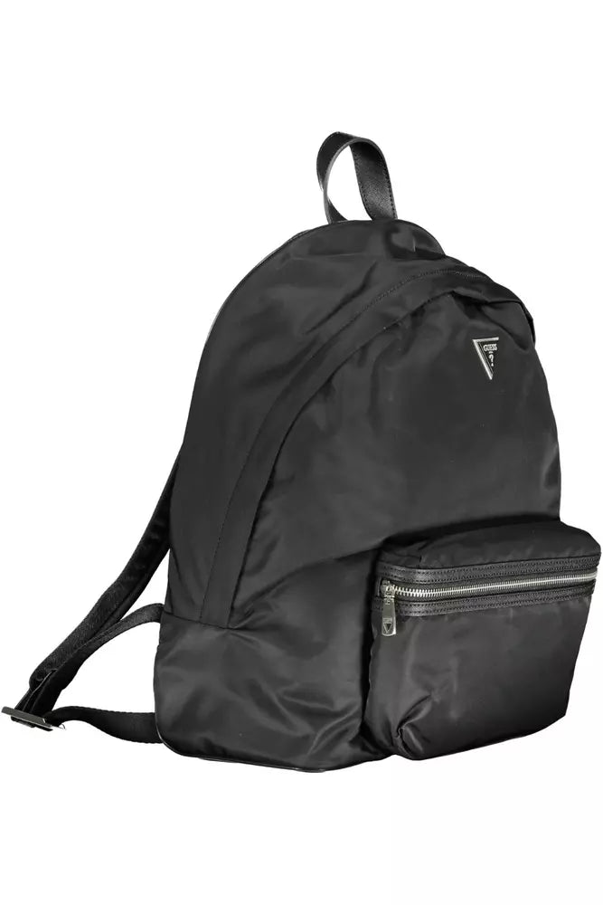 Sleek Black Nylon Backpack with Laptop Compartment