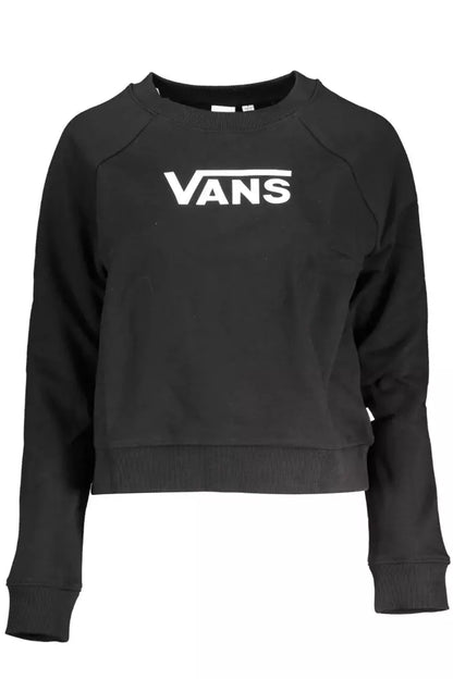 Sleek Black Cotton Sweatshirt with Logo Print