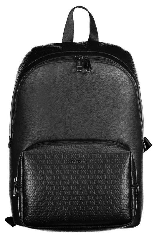 Black Polyester Men Backpack