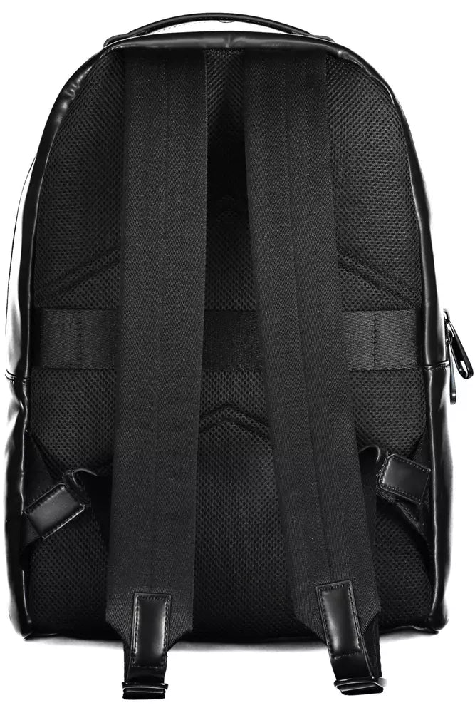 Black Polyester Men Backpack