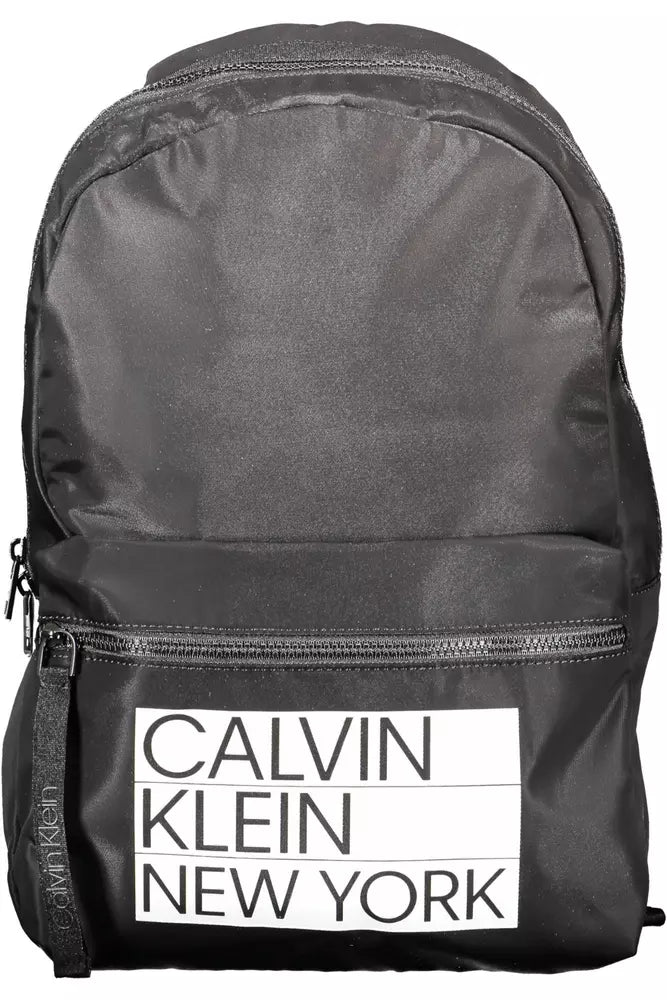 Black Polyester Men Backpack