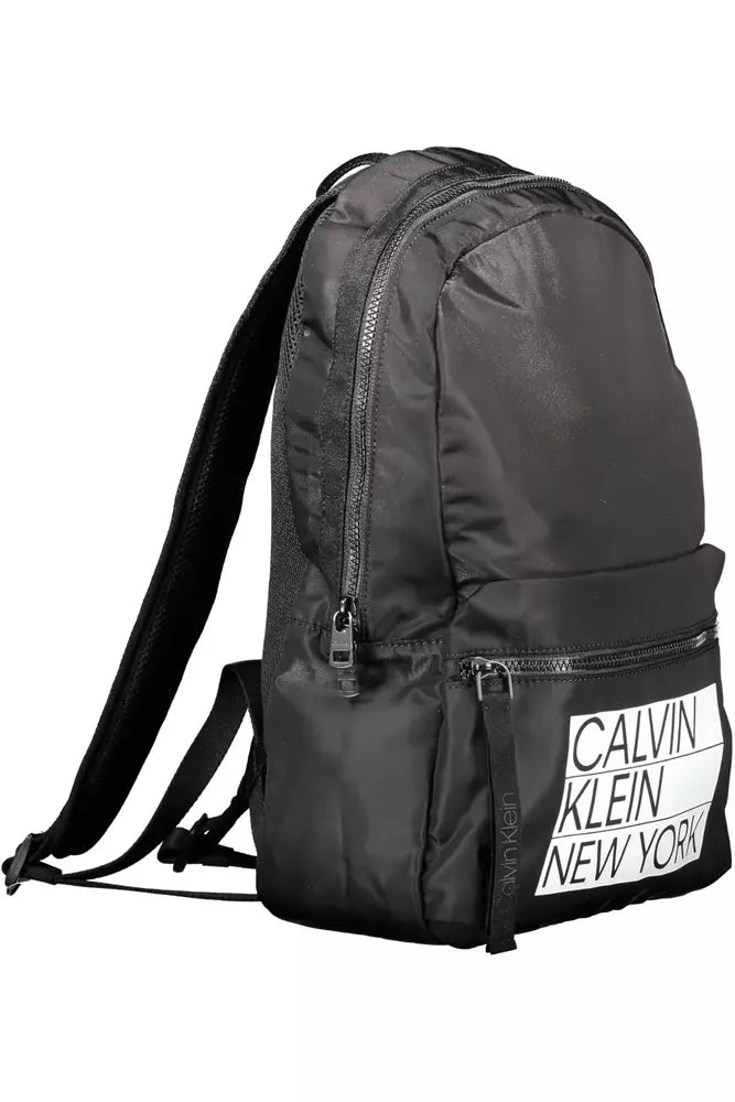 Black Polyester Men Backpack