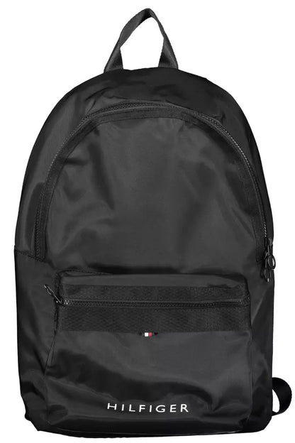 Black Polyester Men Backpack